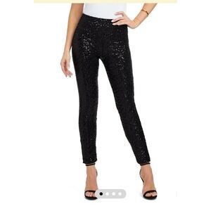 Tipsy Elves Women's XS Black Sequin High Waisted Leggings Pants Party New